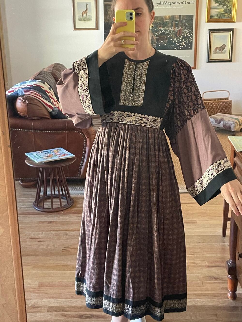 Vintage 1970s Boho Hippie Dress Size Small